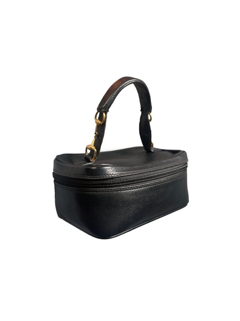 Gucci GG Horsebit 1955 Mini Bag Vanity Cosmetic Pouch Case Leather Black